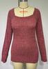 2024 European & American Square Neck Ribbed Long Sleeve T-Shirt