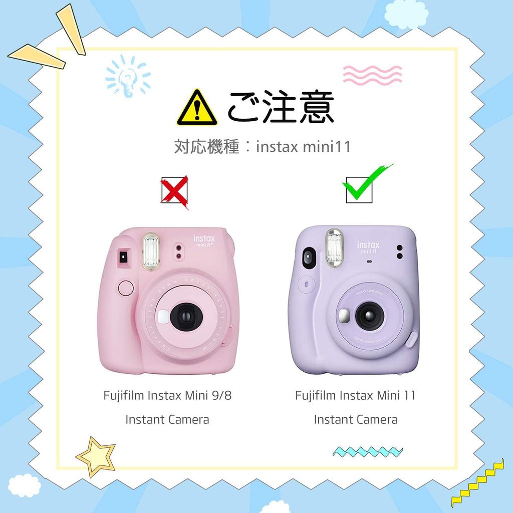 Kinokoo Cheki Fujifilm Cheki instax mini 11 Hülle mini11 Kameratasche Hartschalenkoffer PC-Abdeckung mit Schultergurt Glänzende Transparente Hülle, (lila)