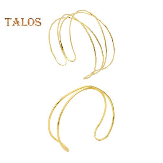 

2 шт. Жіночі браслети Двошарові відкриті регульовані поліровані протиковзкі перебільшені стилі Одноколірні металеві манжети для жінок Ювелірні вироби A золотистий