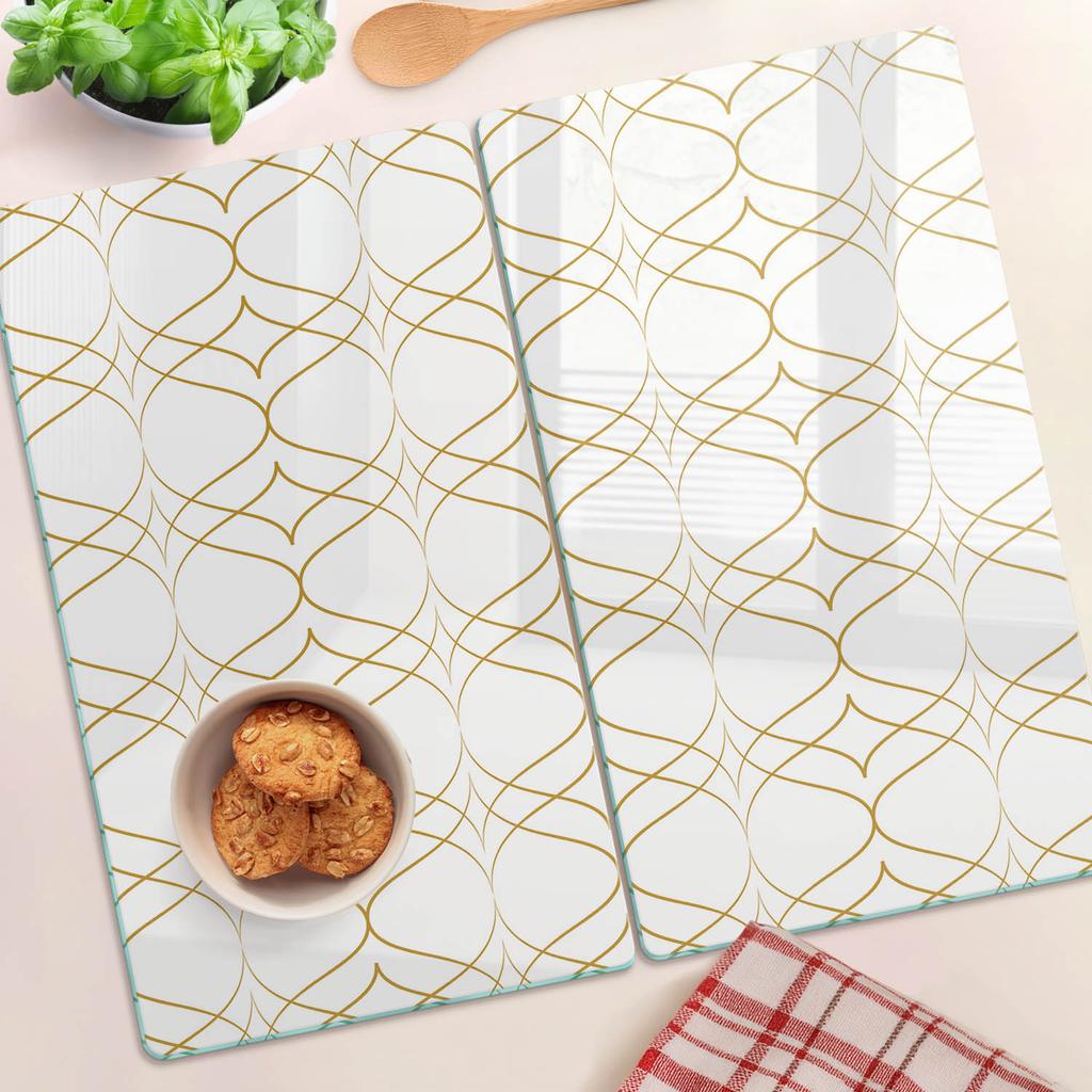 Glass Kitchen Cutting Boards With Graphics Geometric Pattern 2X30X52 Cm