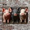 Modern Metal Sign Wall Art, Farmhouse Three Little Pigs Decor, 2D Flat 8x12 Inch Home Garden Room Decor Gift