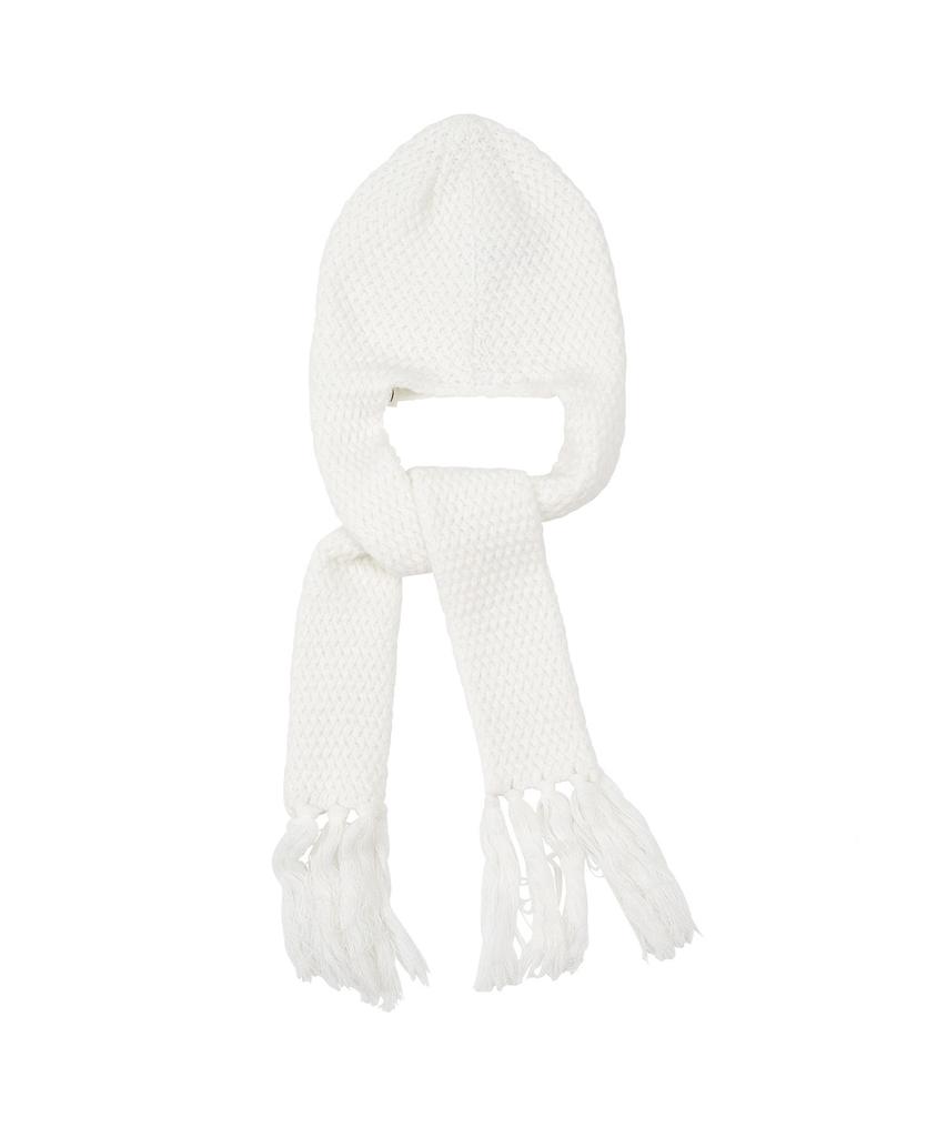 Bajal Va Square Label Knit Scarf Beanie Ivory