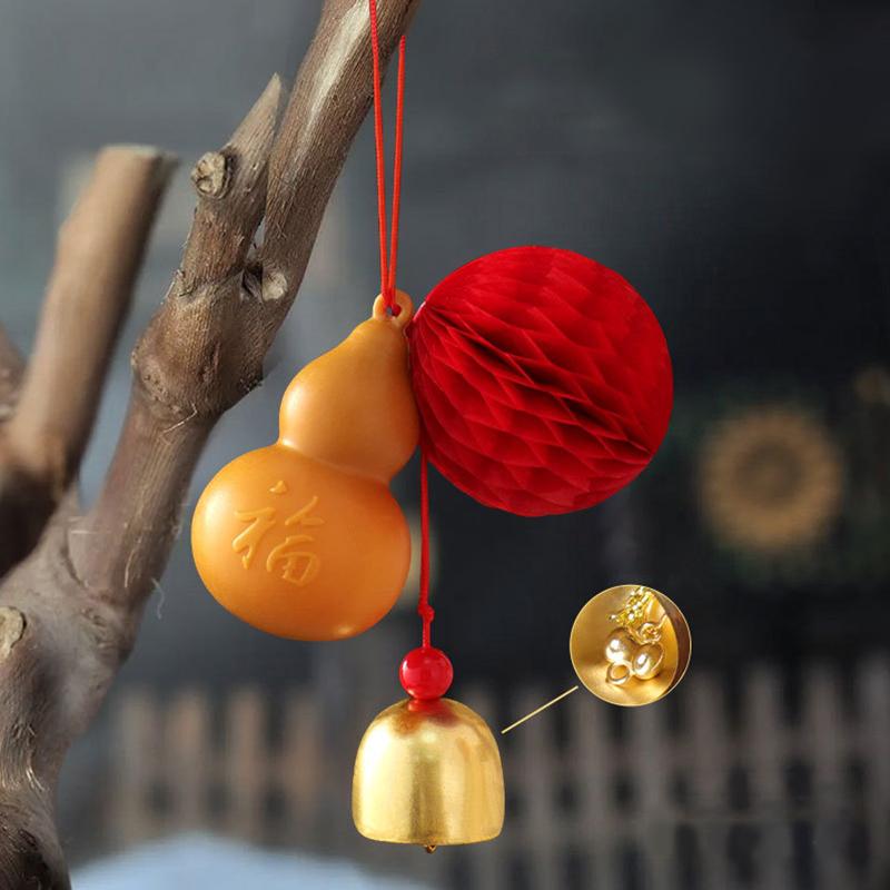 14cm DIY Accessories Cute Bell Design New Year Home Decor Gift of Blessing Gourd Design Auspicious Pendant Multi-Color