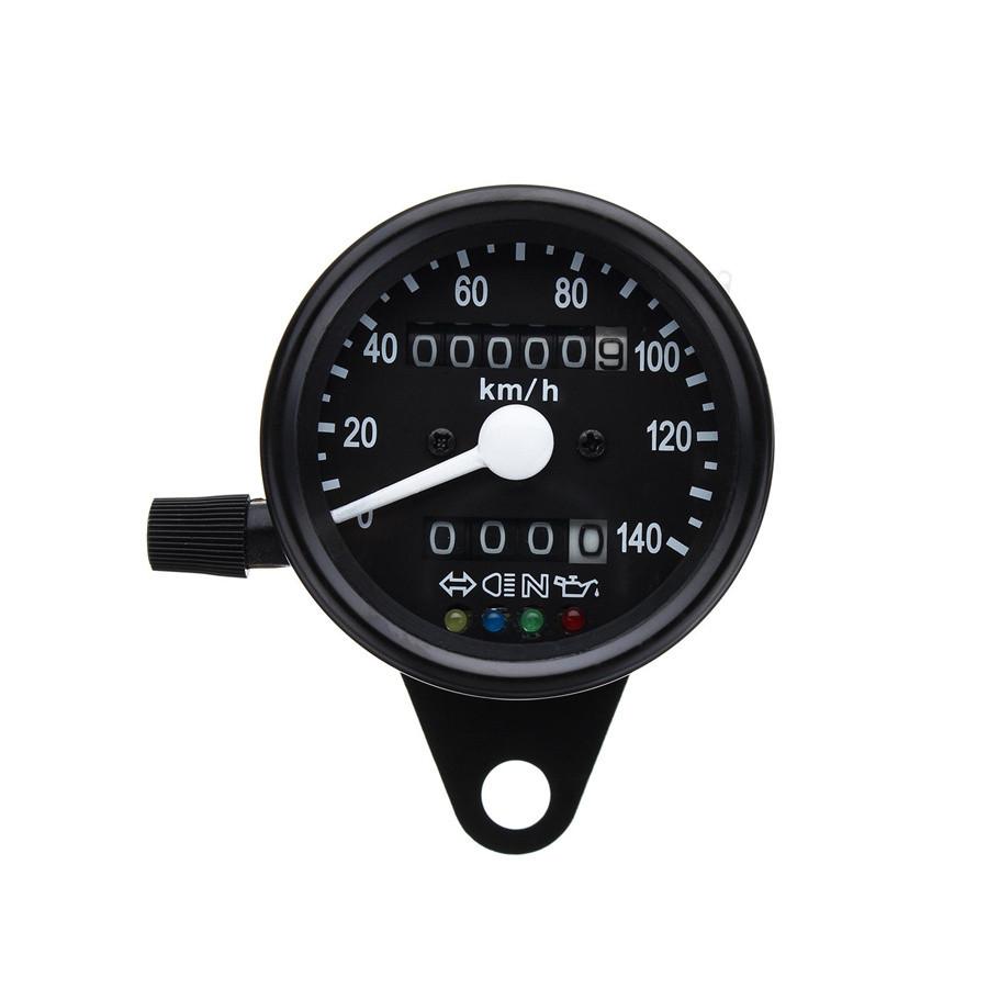 Universal Motorcycle Dual Odometer KMH Speedometer Gauge LED Backlight Signal Li