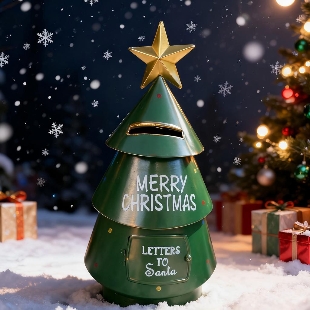 Christmas Wrought Iron Christmas Tree Mailbox, Christmas Furniture And Garden Decorations