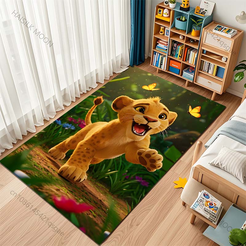 Lion Cub Playing Print Carpet for Living Room Bedroom Sofa Creative Doormat Home Decor Area Rugged Non-slip Mat Luxury Gift
