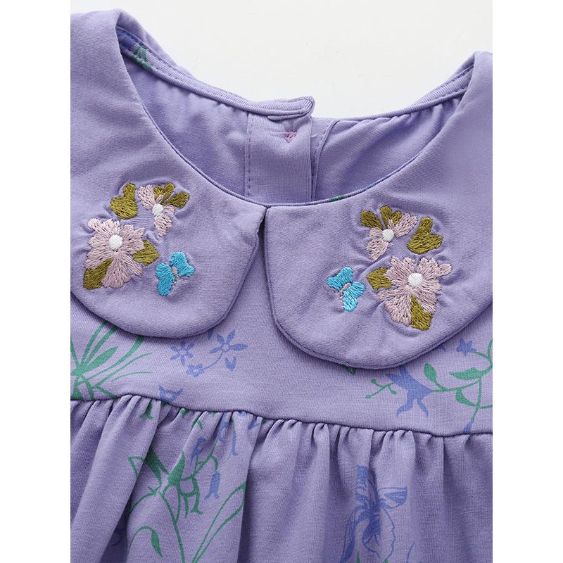 Foreign Trade Children's Doll Collar Dress 2025 Autumn and Winter New European and American Style Purple Long-Sleeved Girl Princess Dress