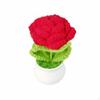 Knitted Yarn Solar Bloom Artificial Flower Pot, Mini Home Decor, Teacher's Day Gift Red Rose (L)
