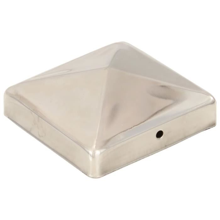 VidaXL Bouchons de poteau de clôture pyramidaux 6 pcs Inox 91x91 mm