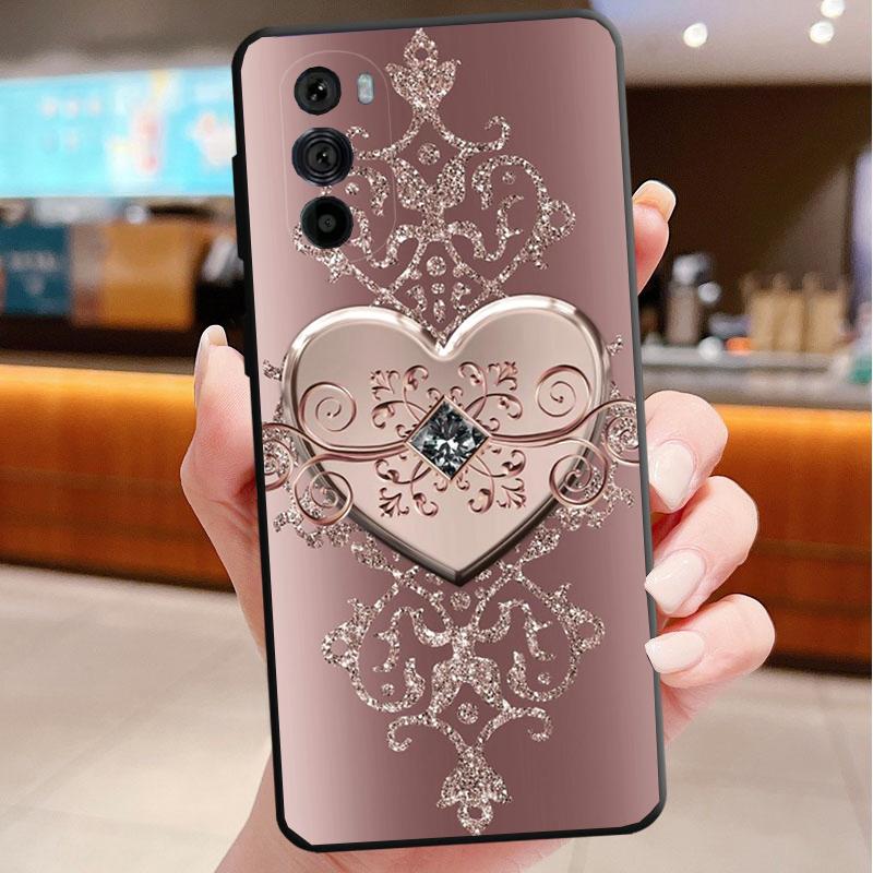 Phone Case For Motorola Edge 50 40 Pro 60 50 40 30 Ultra Neo Fusion Moto G85 G72 G53 G54 G84 G13 G32 Love Pink Gold Rose