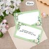 50pcs, green flower blank message cards, pocket cards, business cards, blank greeting cards, small business supplies, gift tags