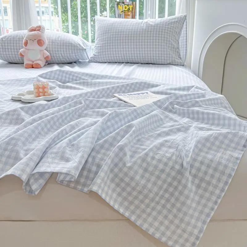 

Простыни в клетку мягкие моющиеся удобные взрослые студенческие постельные принадлежности покрывало защитное нелиняющее покрывало размера King Queen размер бытовые 150x230cm