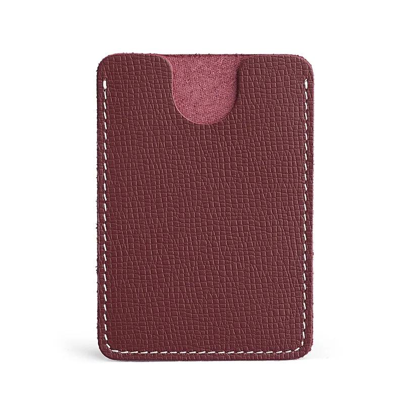 Ultra-Thin Mini Full-Grain Cowhide Leather ID Card Holder Wallets for Men Women Lightweight Soft Genuine Leather Credit Card вино красного