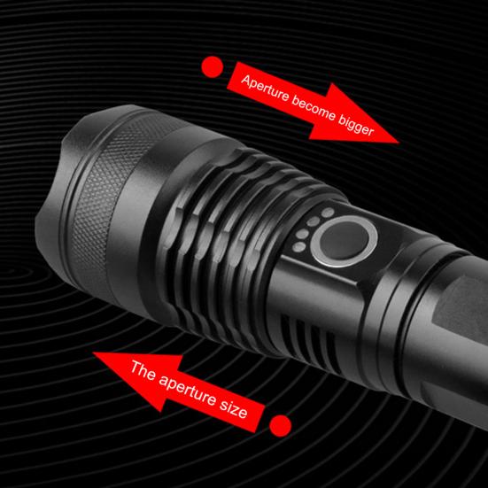 

1400LM Телескопический масштабируемый 5-режимный светодиодный USB-фонарик XHP50 с аккумулятором
