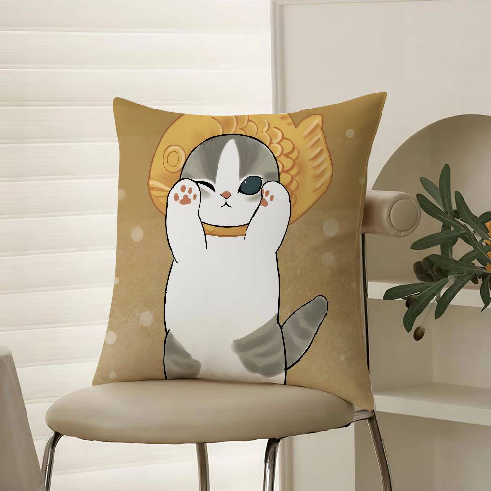 

Cute Cat Mofusand Juno Pillow Case Comfort Sofa Bed Silky elegant Invisible zipper Decorative cushion cover 12x12Inch
