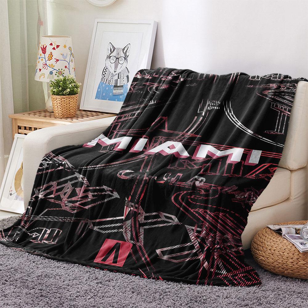 1 יחידה שמיכת פלנל עם דוגמת Inter Miami CF מתאימה לכל העונות לקישוט הבית חום ונוחות מתנות מתנת חג