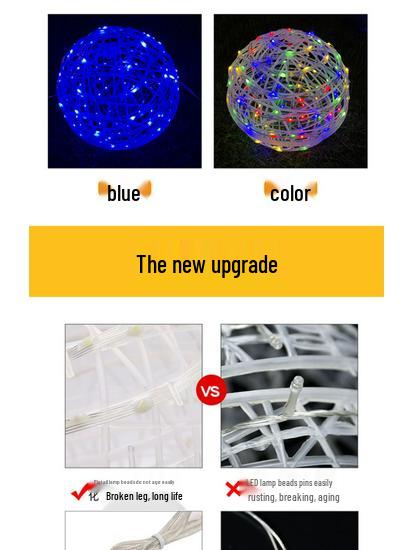 Waterproof Solar Rattan Ball String Lights for Outdoor Trees and Courtyard Decoration