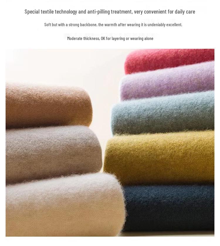 Women's Slim-Fit Autumn Sweater, Fashionable Half-High Neck, Versatile Pure Wool for Layering or Outerwear, Skin-Friendly.