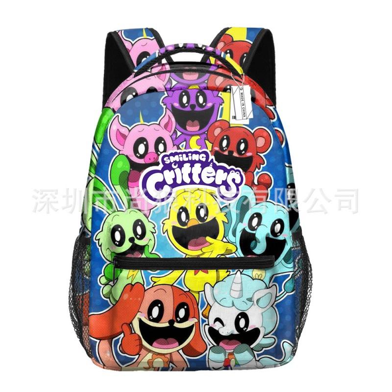 Smiling Critters Printed Backpack Teens - Oxford Fabric Breathable Padded Straps Unisex School Bag