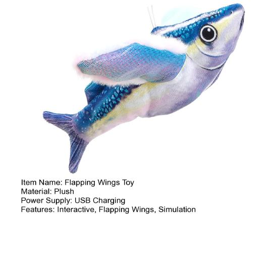Yousheng 1Pc/2Pcs Interactive Flapping Wings Fish Cat Toy Electric Touch Activated Plush Fish with Sound Rechargeable Chirping Toy for Indoor Cats