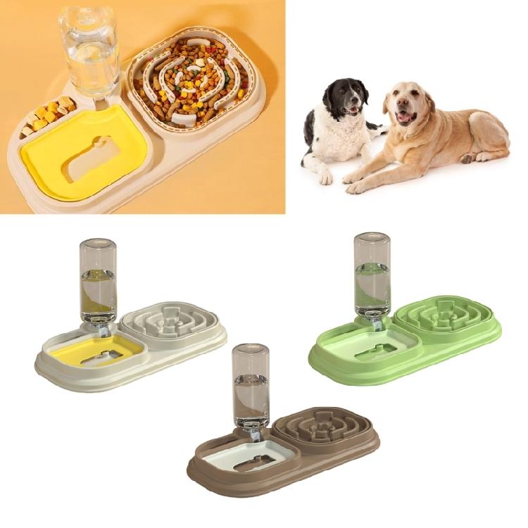 Pet Double Bowl Slow Feeder for Food & Water Feeding Chock Proof Dog Feeding Bowl Cats Water Food Feeder Treat Dishware