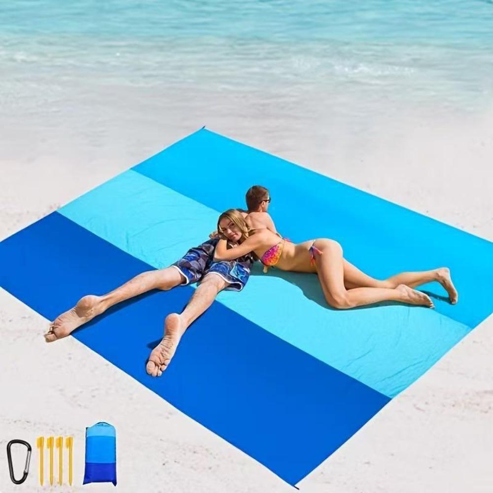 Folding Portable Beach Mat, Outdoor Camping Mat, Waterproof Beach Blanket Mat 200*140cm синий