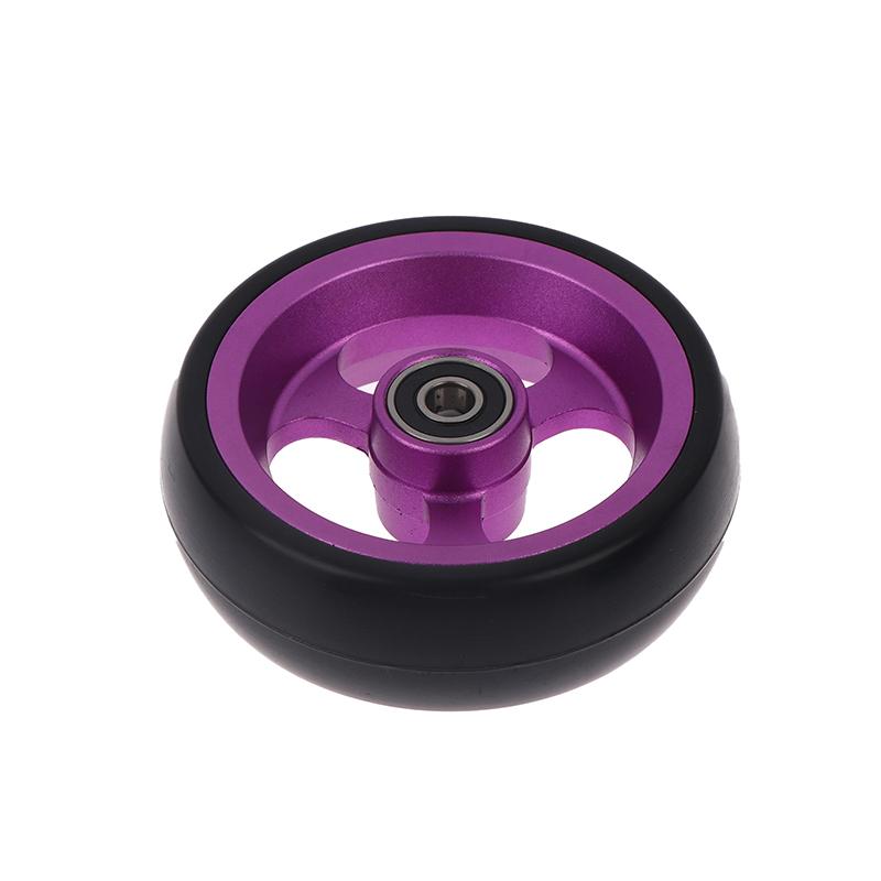 Wheelchair Front Caster Wheel, 4" PU Solid Tire with Aluminum Alloy Hub, Bearing I.D. 8mm, Swivel Caster Replacement