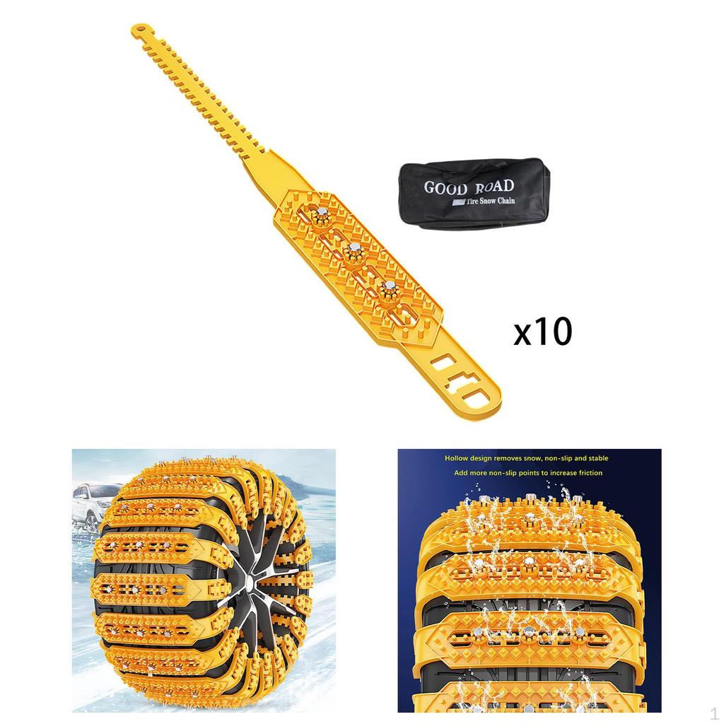 10 Pieces Emergency Tire Chains Snow Anti Skid for Winter Driving
