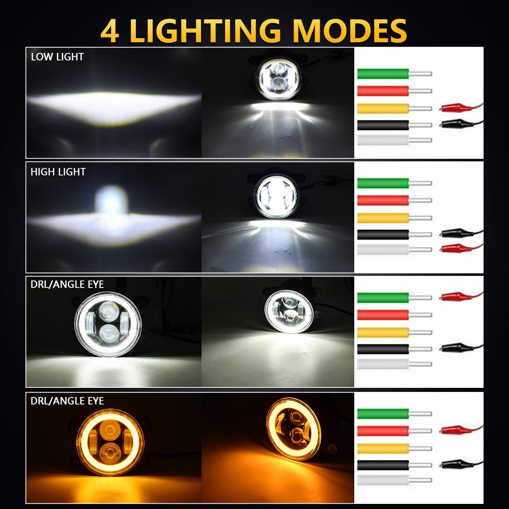 4 Inch LED Fog Lights White Halo Ring Angel Eyes DRL Amber Turn Signal Lamp 40W Round Auxiliary Lights For Jeep Wrangler JK TJ