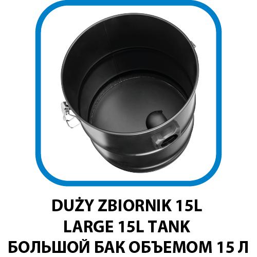 Energy+ 18V Li-ion ash vacuum cleaner, 15L tank, without battery