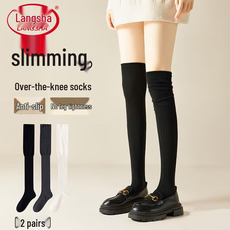 Langsha Women s Thin High Tube Over-the-Knee Socks EU 38