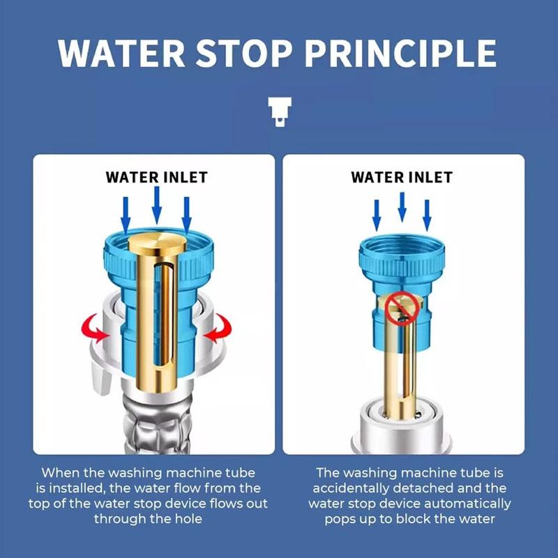 Brass Automatic Water Stop Connector for Washing Machine Faucet Leakproof Quick Adapter