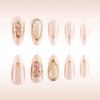 24pcs Press On Nail Almond False Nail With 3D Flowers Designs Glossy Artificial Full Cover Stick On Nail for Women
