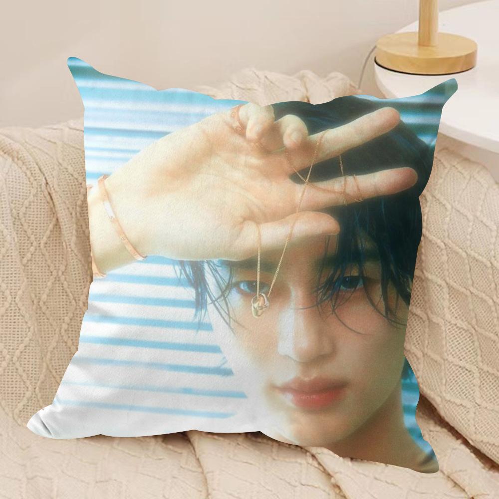 BByeon Wooseok Korea Cushion Cover Silky Short Plush DoubleSided Printed Pillow Case for Sofa All Seasons Home Decor Gift
