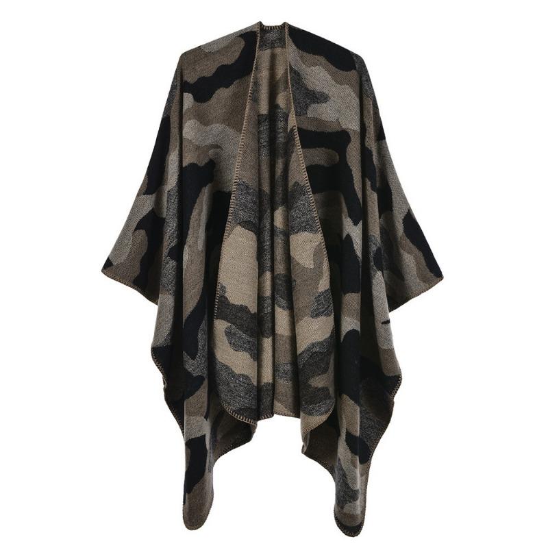 New women's scarf shawl autumn and winter fashion jacquard split warm shawl cape one piece