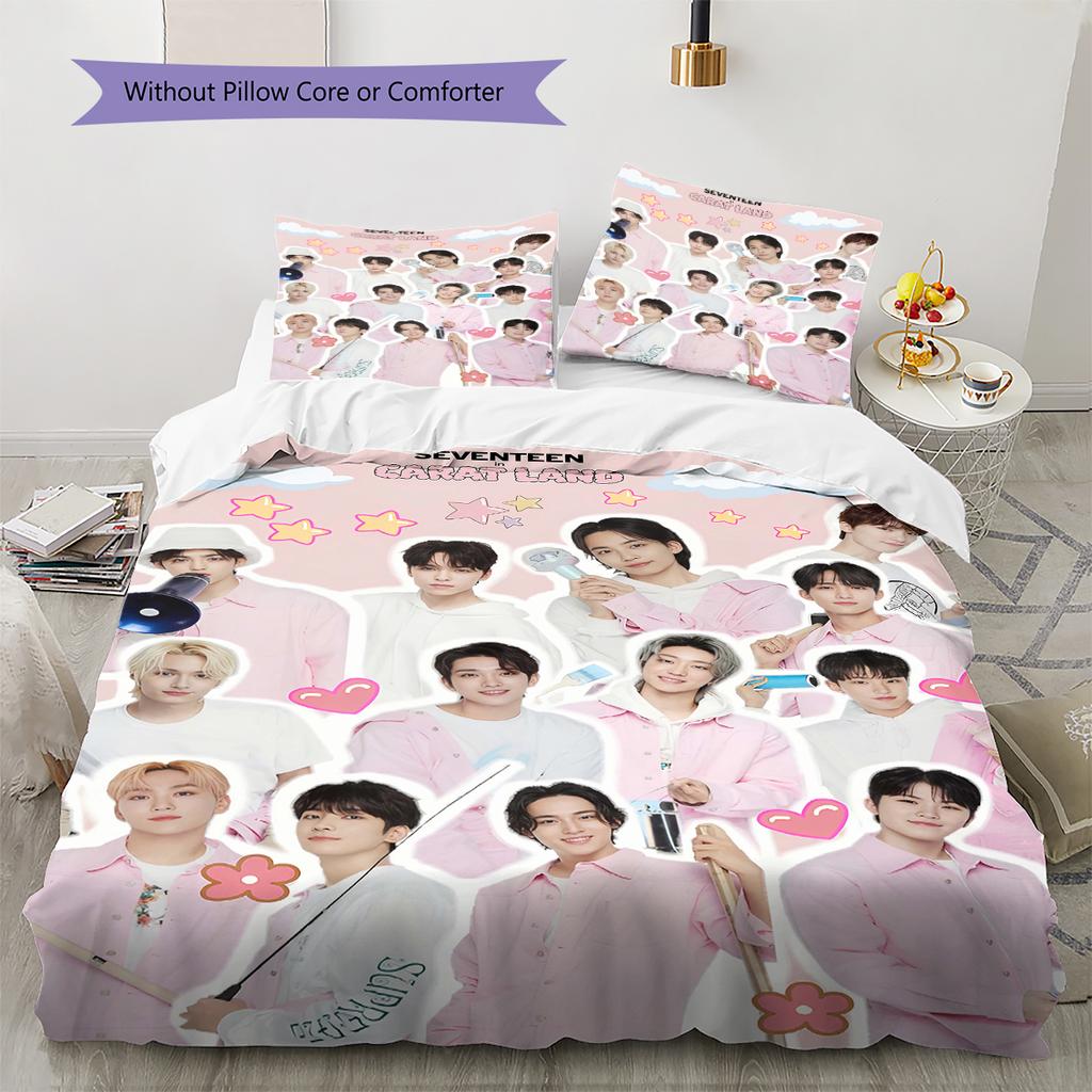 SEVENTEEN Pattern Bedding,Quilt Set Quilt Cover Pillowcase Home Birthday Gift (1 * duvet cover + 2 * pillowcase, without core)