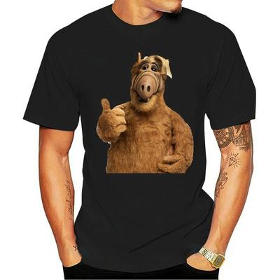 Grid Shirt Man Boy ALF TV Series Television Years 80 90 Nerd T-Shirt Cotton Tshirt Men Summer Fashion T-shirt Euro Size