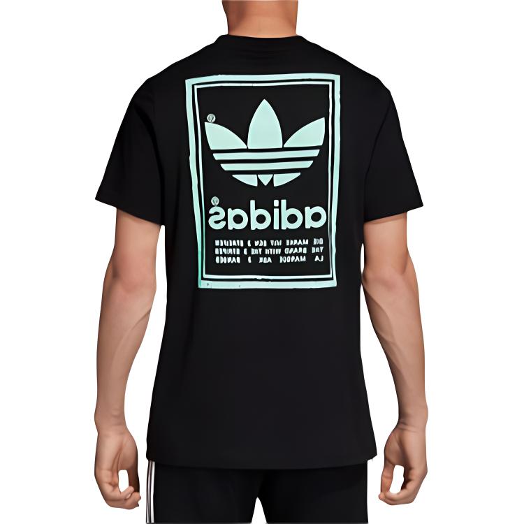 Adidas Originals Trefoil Double-Sided Print Casual Short-Sleeve T-Shirt Men Tops Black DJ2712
