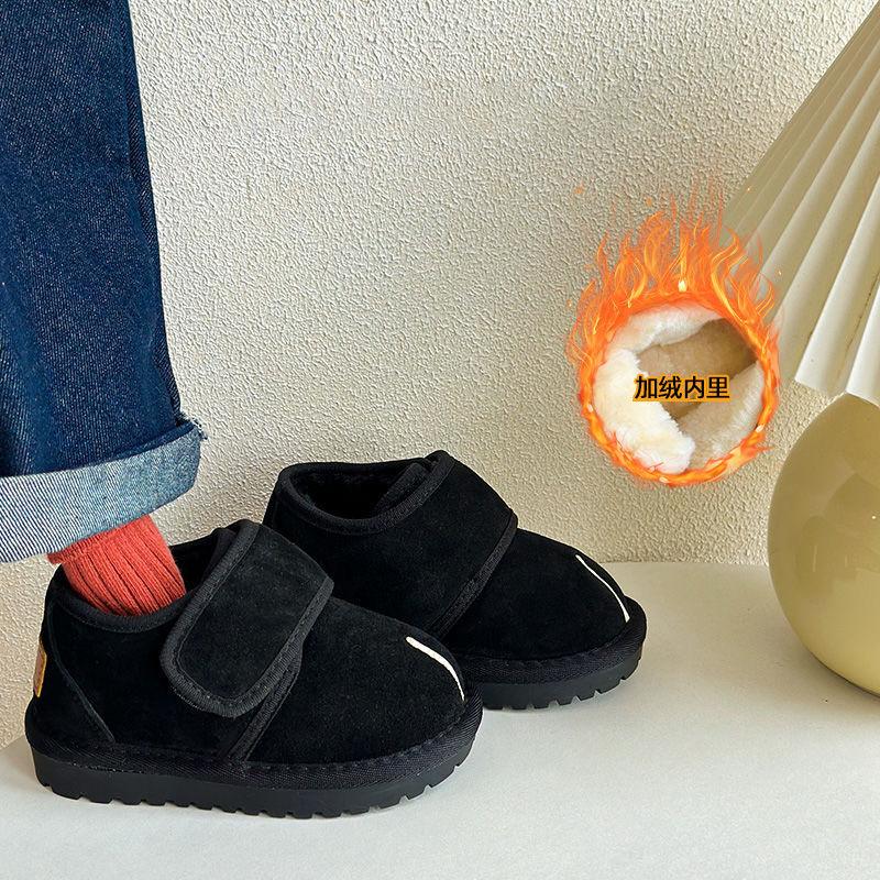 

Детская модная зимняя новинка, сапоги-дутики для мальчиков и девочек, обувь-хлебушки с искусственным раздвоенным носком, на липучке, утолщенный бархат, детские хлопковые туфли recommended foot length + 0.5cm to buy