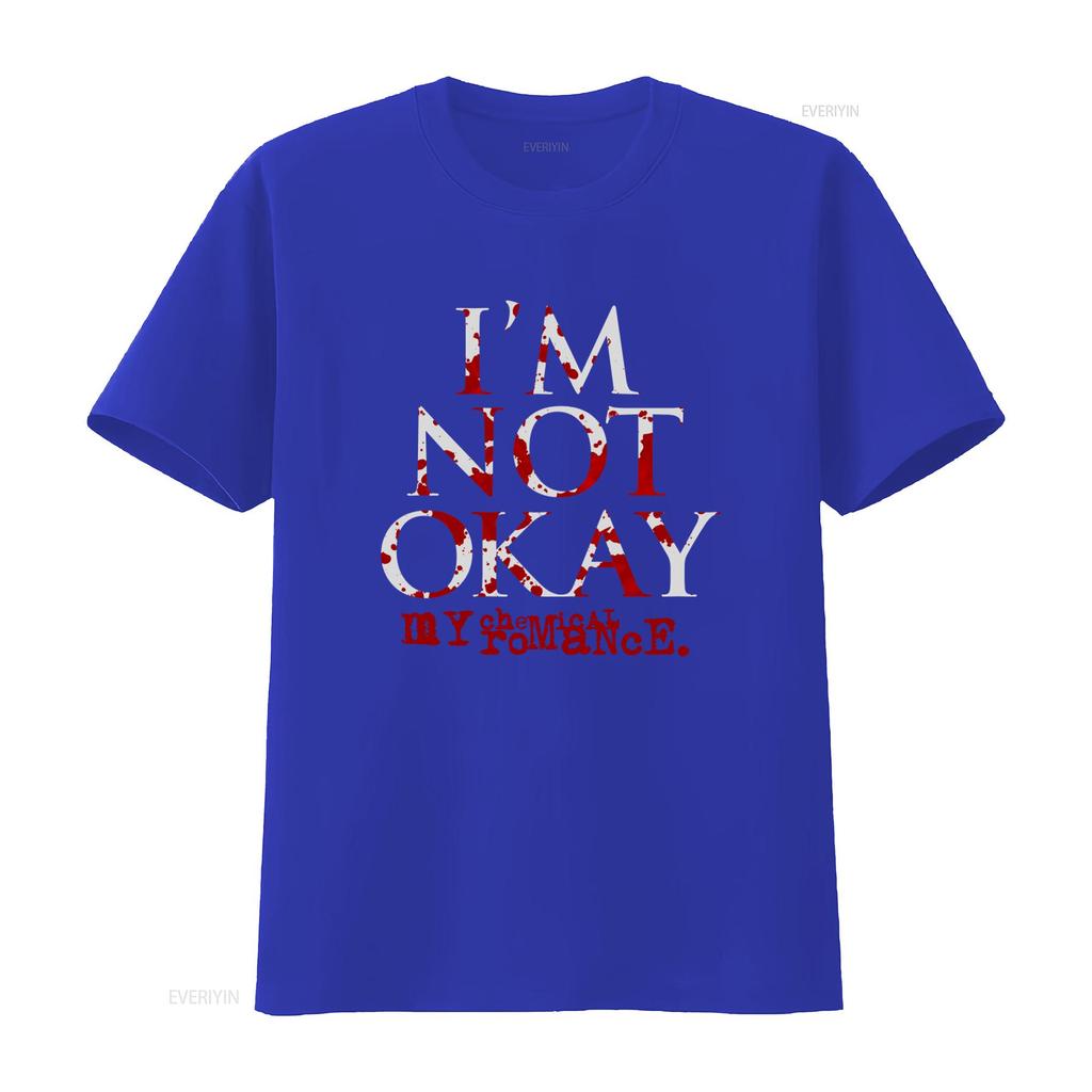 My Chemical Romance Im Not Okay Black T Shirt Gothic Rock Band Print Perfect for Fans vintage Washed Breathable Versatile