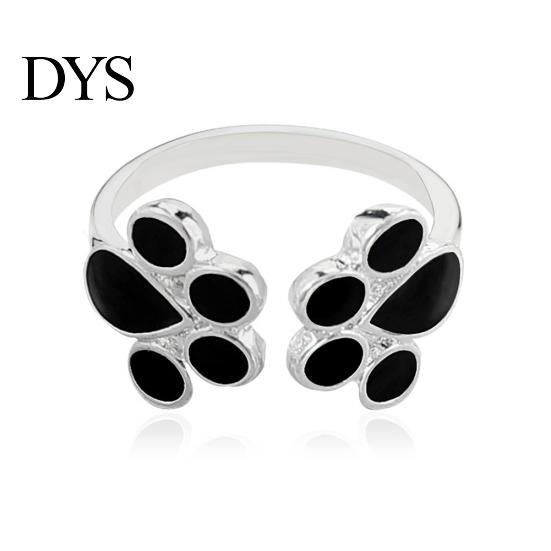 Moda Śliczne kobiety Pet Cat Dog Puppy Paw Print Otwieranie Ring Finger Biżuteria Prezent