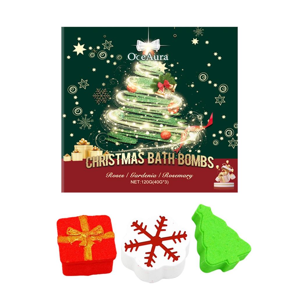 OceAura Christmas bath ball set, color bath ball, moisturizing, long-lasting fragrance, plant cleansing, holiday care 120g