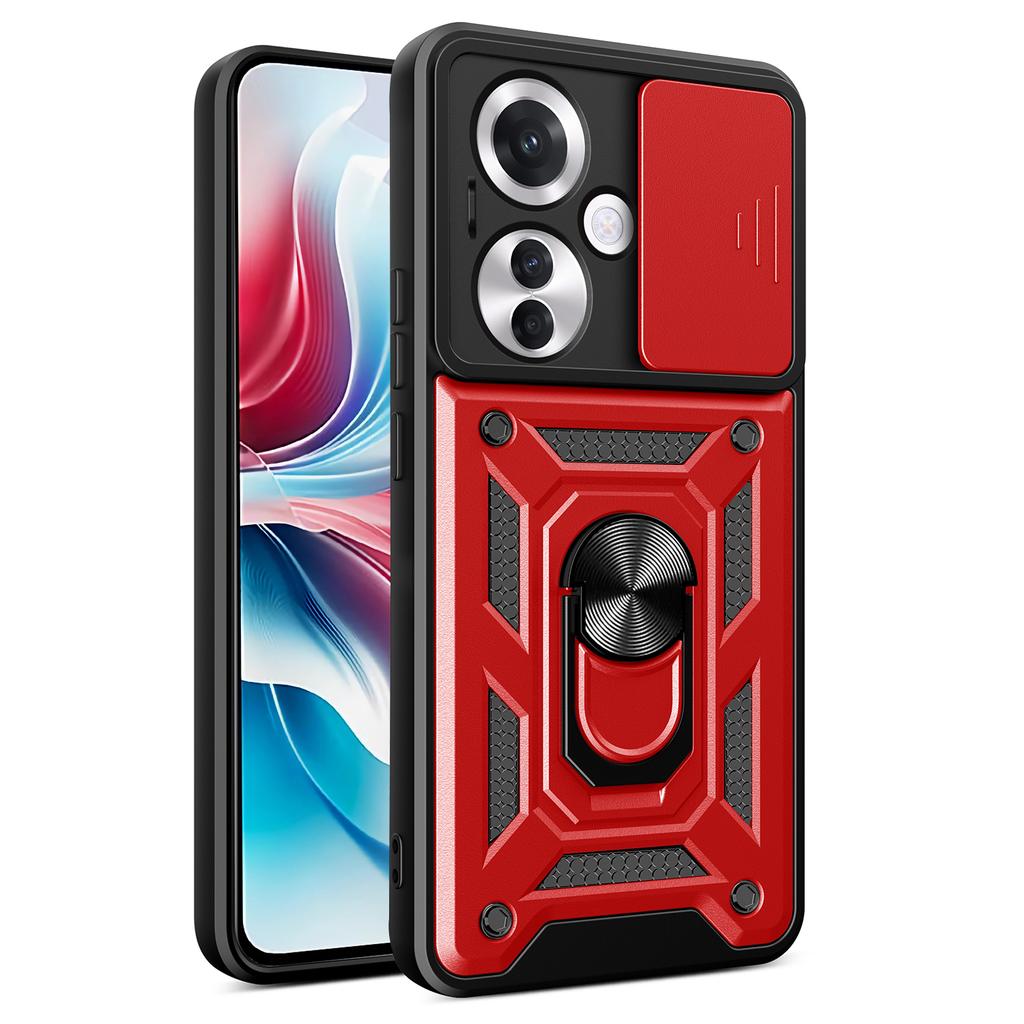 For Oppo Reno11 F 5G Case Slide Camera Cover PC+TPU Kickstand Phone Protector