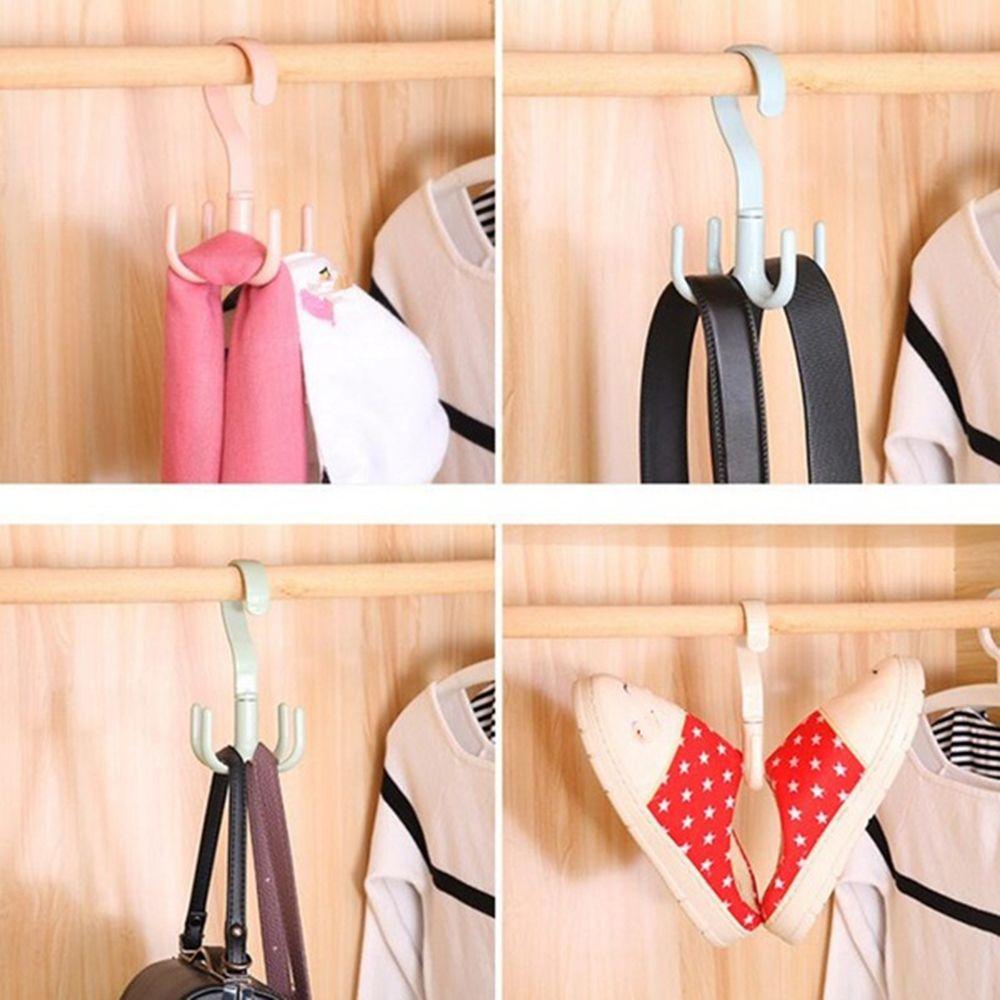 Rack Nail-free Storage Hook Tie Holder 4 Hook Plastic Hanger Multifunction Rotating Four-claw Hook