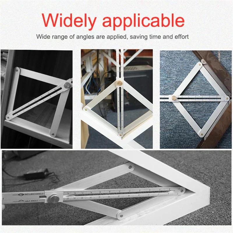 Woodworking Aluminum Protractor Diagonal Ruler with Clear Scale Corner Angle Finder Square Carpenter Building Measuring Tools