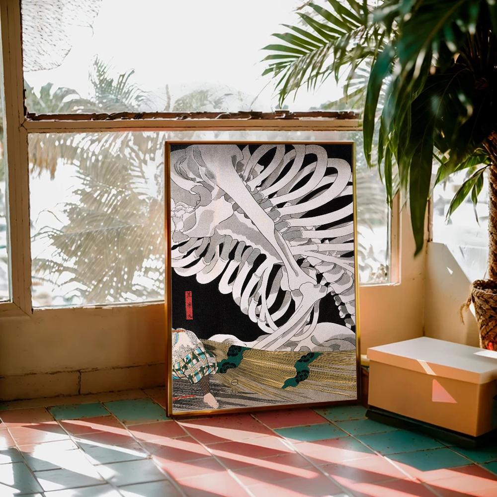 Vintage Japonské Umění Ukiyo-e DIY Samolepicí Plakát Luxusní Samolepka na Zeď pro Obývací Pokoj Bar Dekorace Zdi