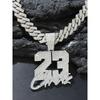 Trendy Men's Full Diamond Digital Hook Hip Hop Pendant Necklace