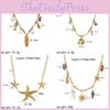 Summer Ocean Jewelry Necklace With Shell And Starfish Pendant For Women