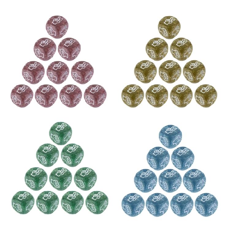 10Pcs Rock Paper Scissor Game Dices 6 Sided 20mm Dices for Family Entertainment