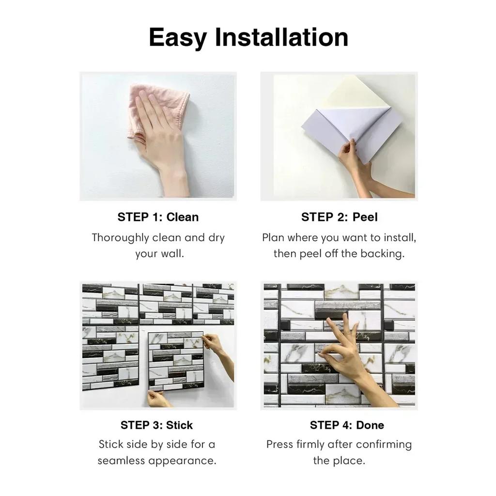 3D Brick Wall Decal-Waterproof Christmas Tile Sticker Home Renovation Bathroom Kitchen Living Room Bedroom Hallway Feature Walls